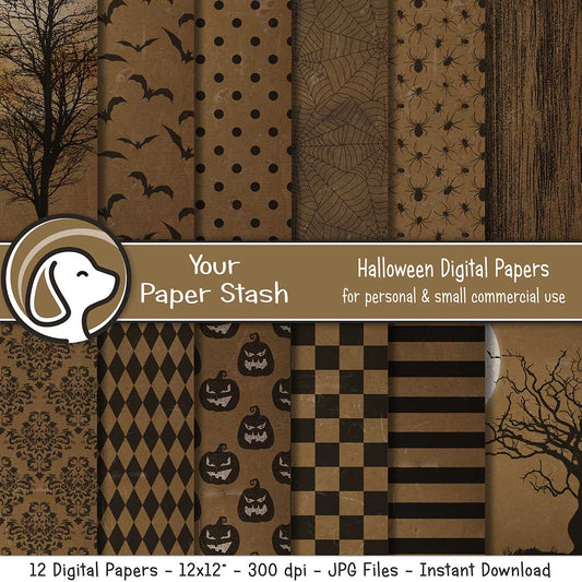 Spooky Halloween Digital Paper Backgrounds w/ Distressed Texture