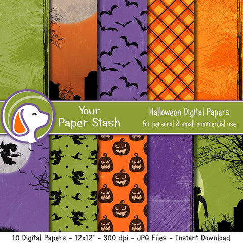 Spooky Halloween Digital Scrapbook Paper w/ Distressed Texture