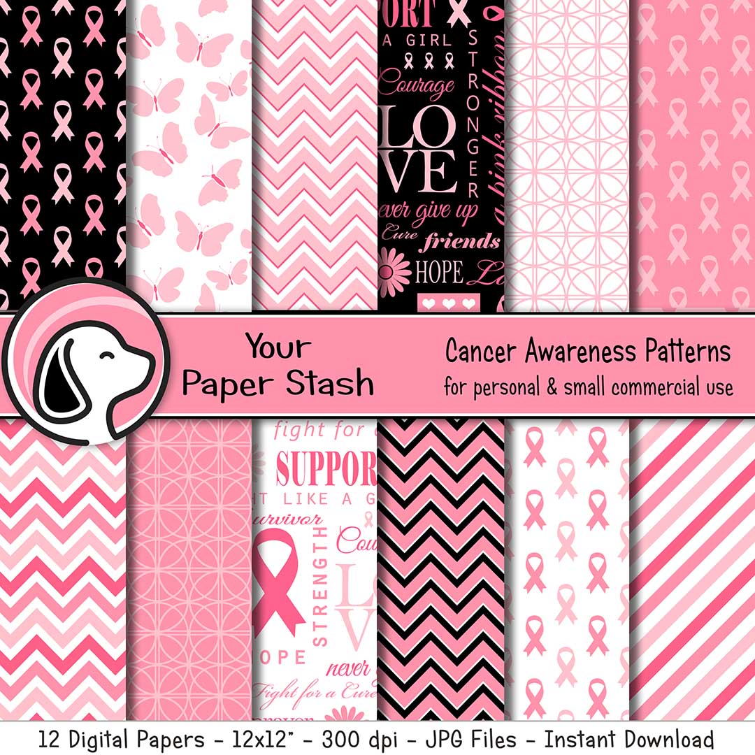 Breast Cancer Awareness Digital Papers and Backgrounds