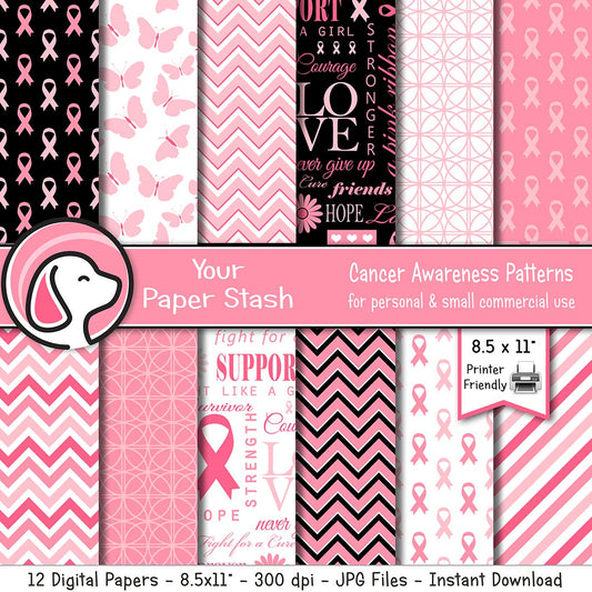 breast cancer awareness backgrounds printable pink hope ribbon words of encouragement card making supplies scrapbooking digiscrap