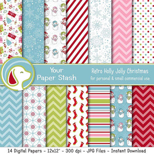 1950s christmas digital paper