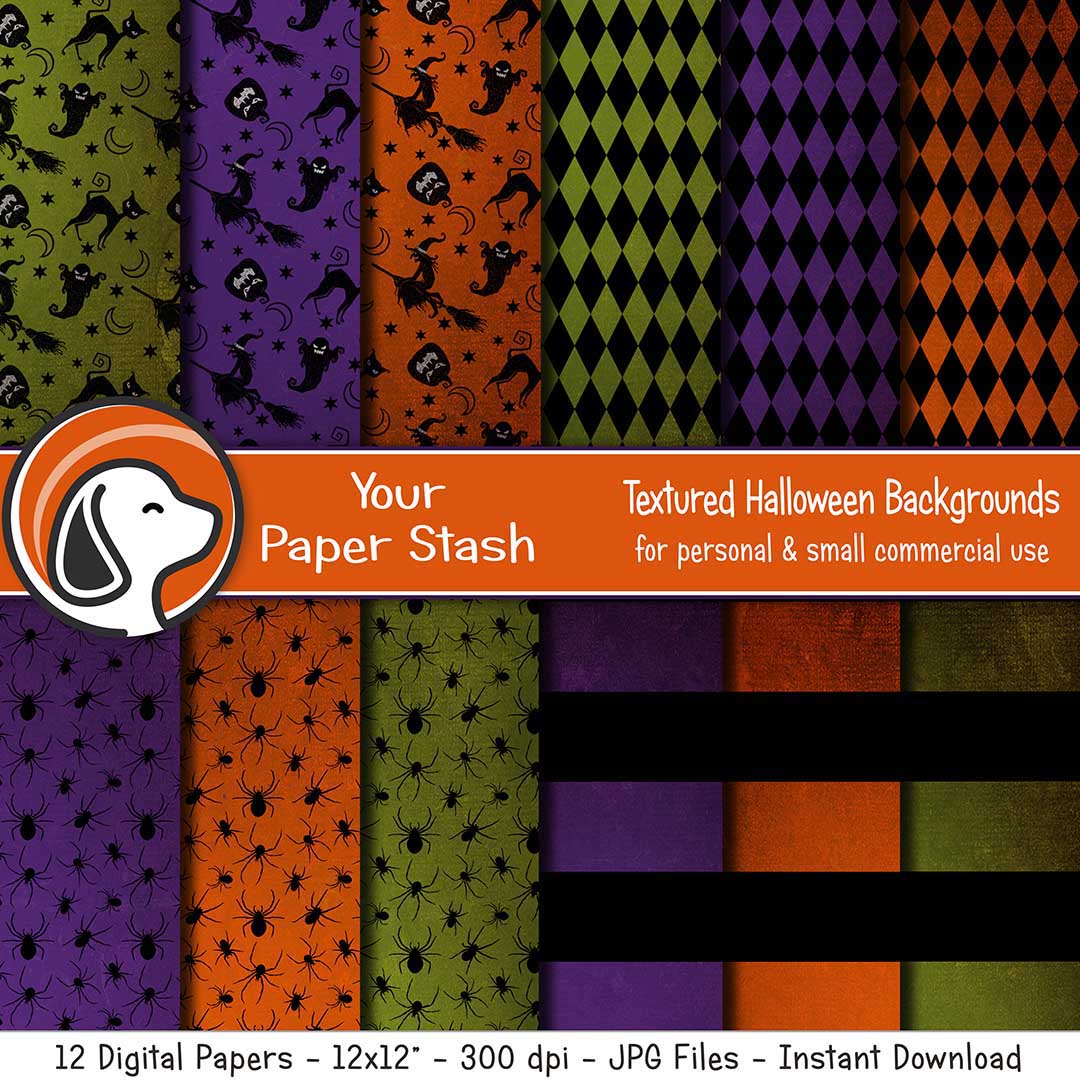textured distressed halloween digital paper scrapbook backgrounds witch ghost pumpkins gothic patterns designs digital art