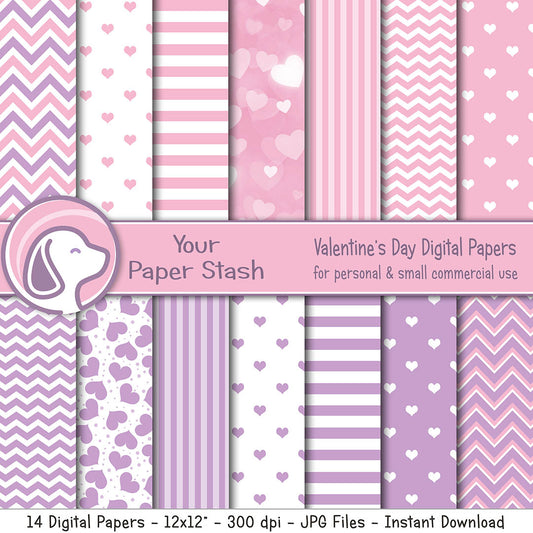 Pink and Lavender Valentine Digital Scrapbook Paper