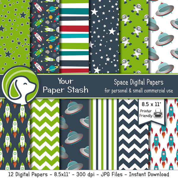 printable space theme digital papers backgrounds astronaut galaxy classroom ideas teachers yourpaperstash