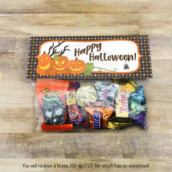 happy halloween candy treat favor bag toppers printables party supplies classroom parties