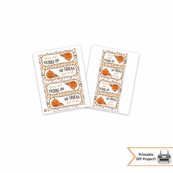 Halloween No Tricks Just Treats Printable Bag Topper
