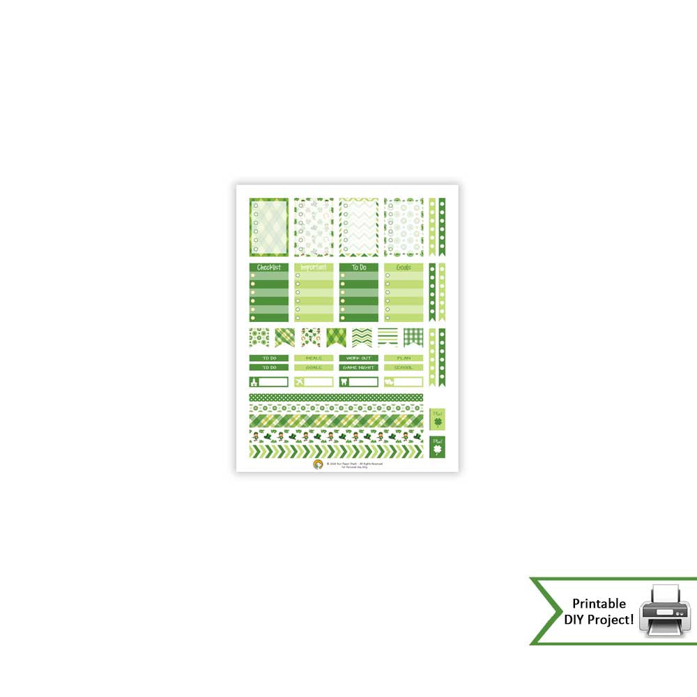 St. Patrick's Day Printable Planner Stickers Weekly Spread