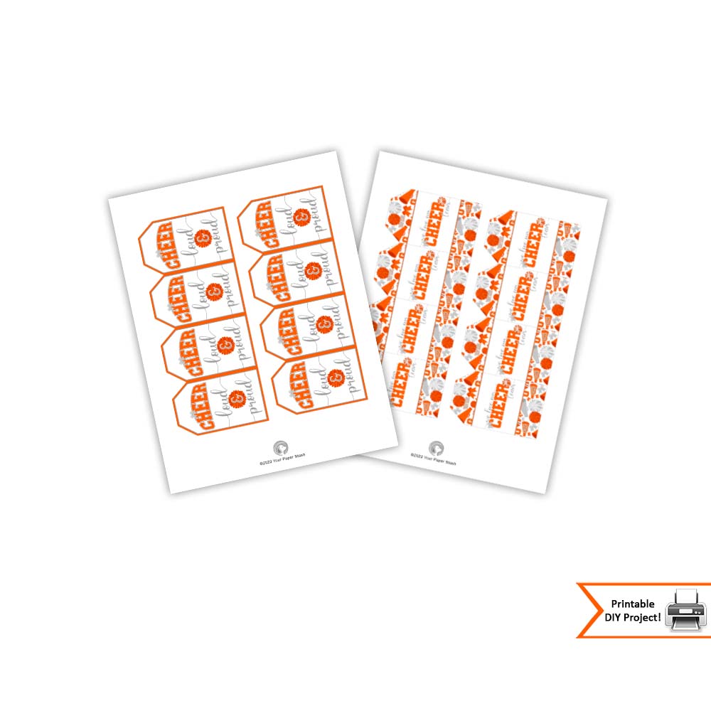 orange gray cheerleading gift tags