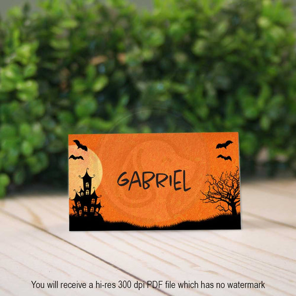 printable haunted house halloween party place card name tag escort card party decor decorations 