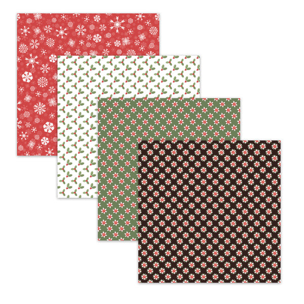 Christmas Poinsettia Digital Scrapbook Papers & Backgrounds