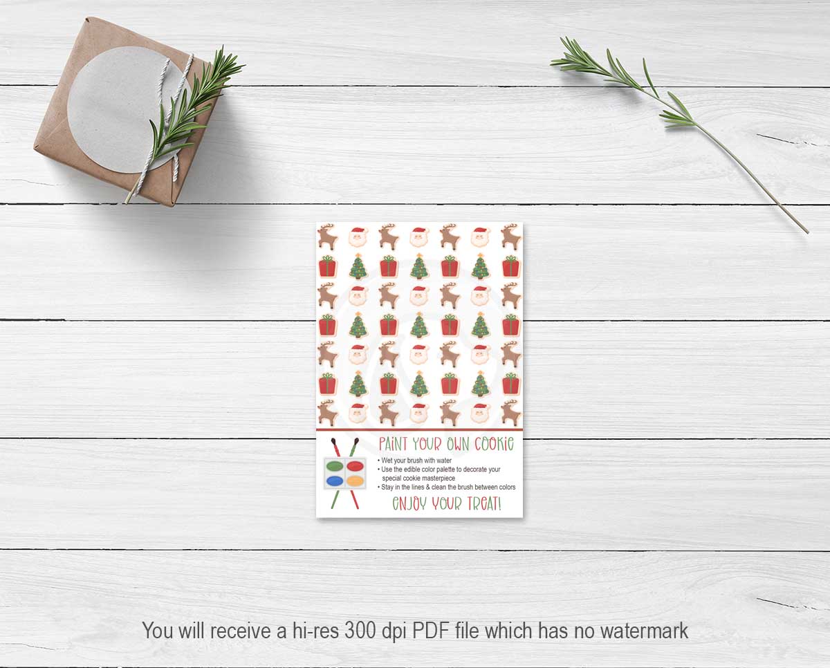 santa rudolph christmas paint your own cookie cards for kids christmas craft ideas printables instant download your paper stash yourpaperstash