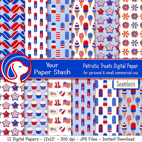 patriotic 4th of july digital scrapbook paper,4th of july scrapbooking pages