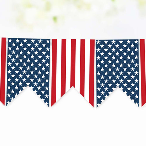 Stars and Stripes Printable Banner for 4th of July, Memorial Day, and Veterans Day,  Red White and Blue Printable Banner and Bunting