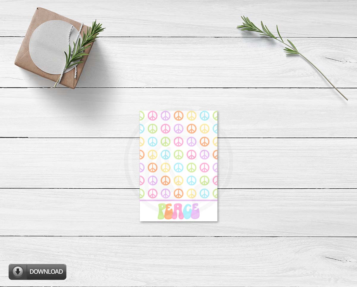 Hippie Peace Sign Printable Cookie or Note Cards