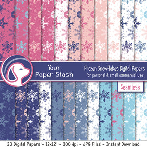 pink blue snowflake digital scrapbook paper backgrounds seamless