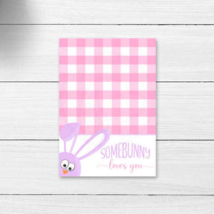 Pink gingham some bunny loves you Easter mini cookie card bcker