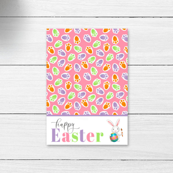 pink bunny feet happy easter mini cookie card