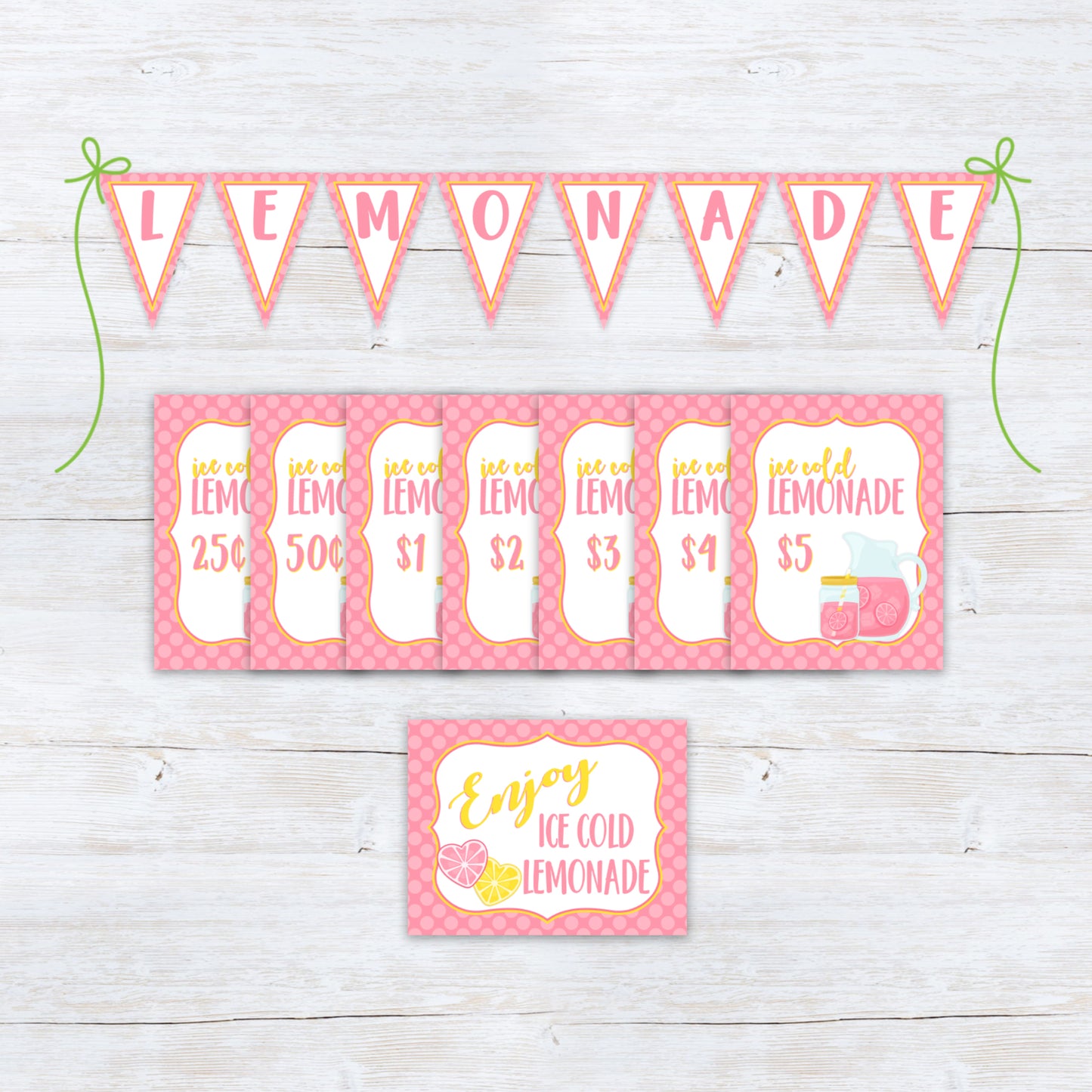 printable pink lemonade stand banner and sign