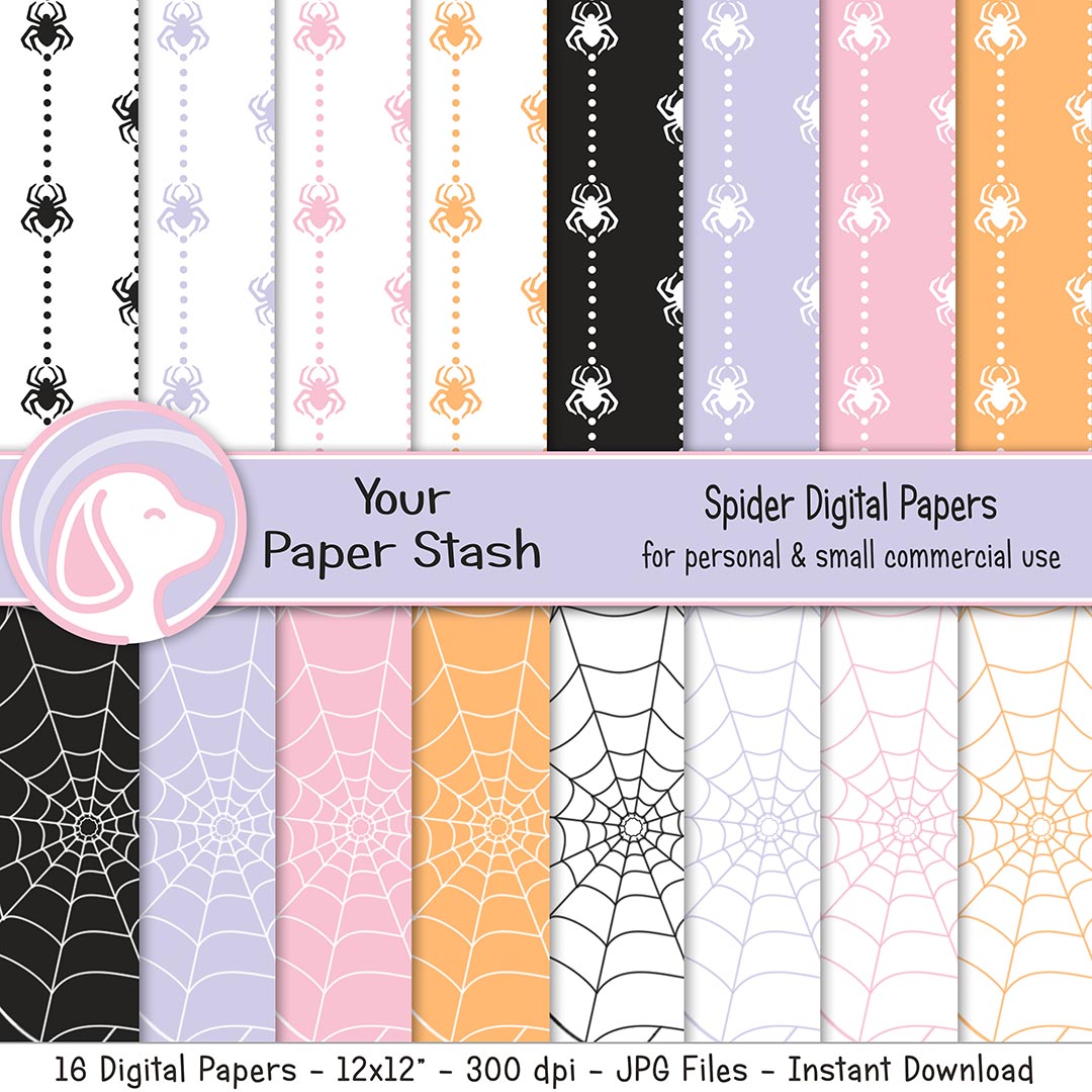 pink purple halloween spider digital scrapbook paper
