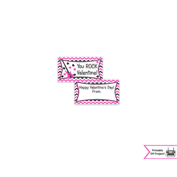 Hot Pink Valentine You Rock Printable Treat Bag Toppers