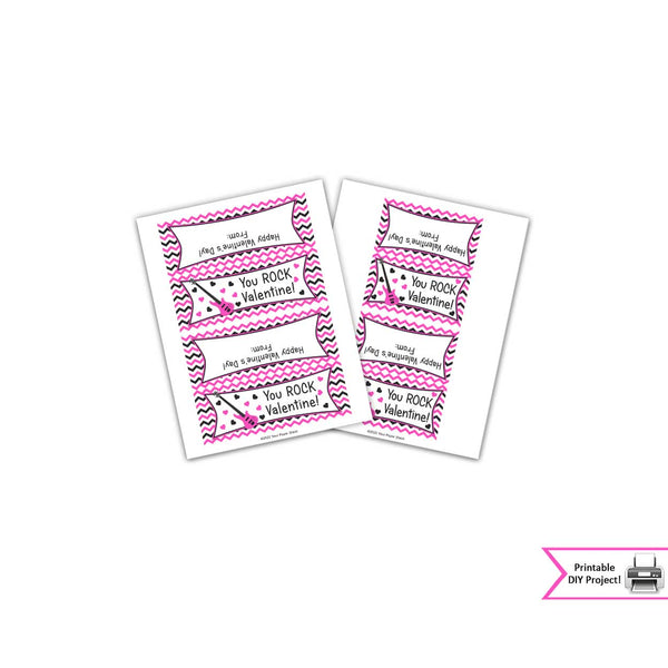 valentine's day printable treat and candy bag toppers, valentine party favor bag topper instant download