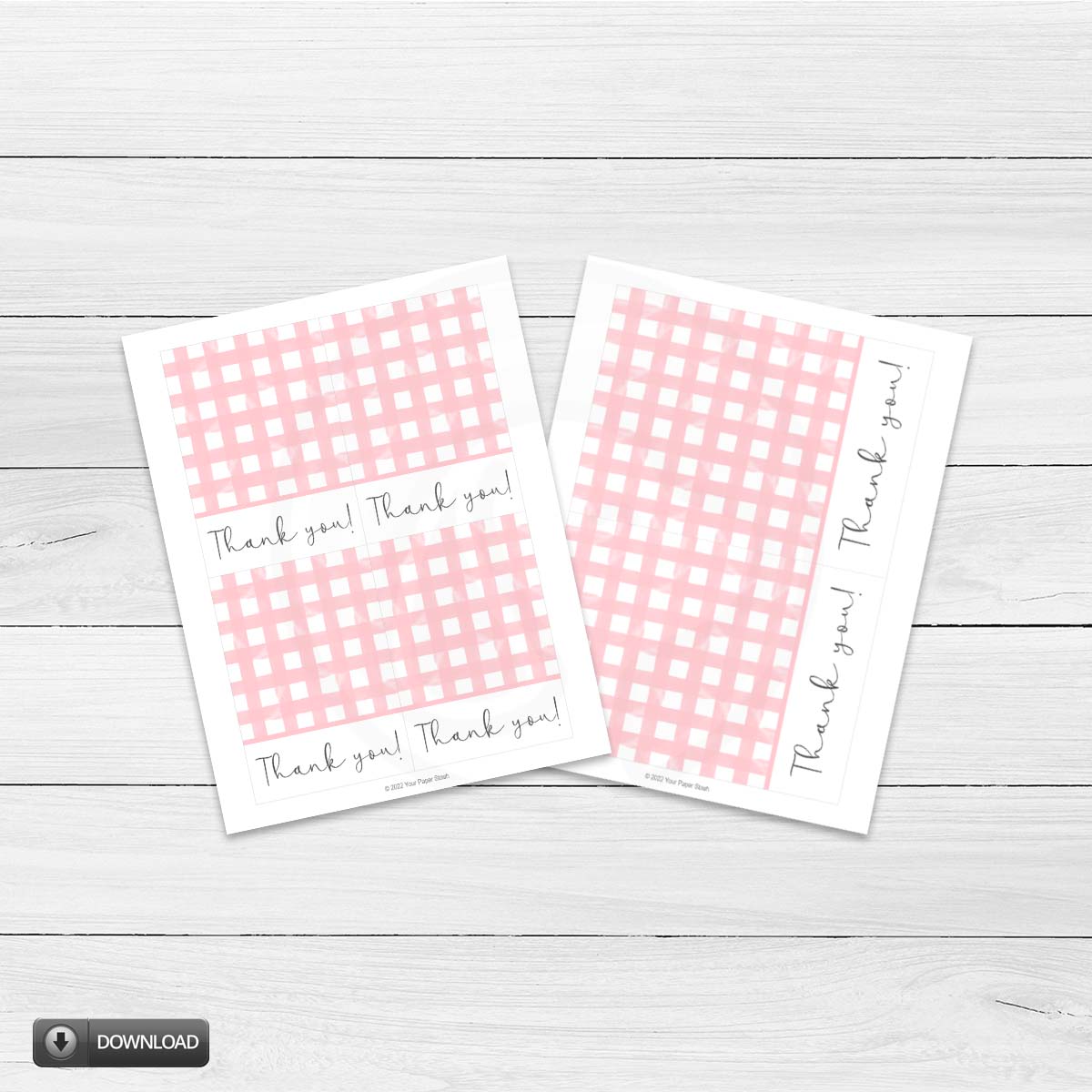 printable large and mini cookie cards, thank you note cards