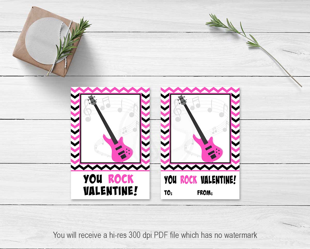 you rock valentine printable valentine's day card cookie cards baking supplies party favor bag topper 