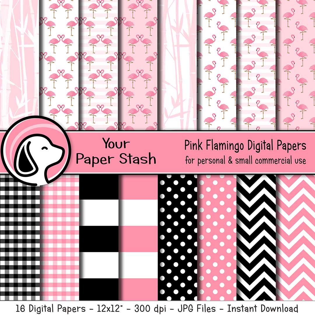 pink flamingo digital scrapbook paper backgrounds bamboo