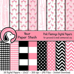 pink flamingo digital scrapbook paper backgrounds bamboo