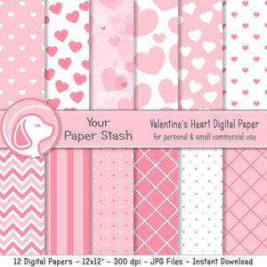pink heart valentines day digital scrapbook paper backgrounds scrapbooking romantic baby girl card making supplies craft crafting paper designs backgrounds your paper stash