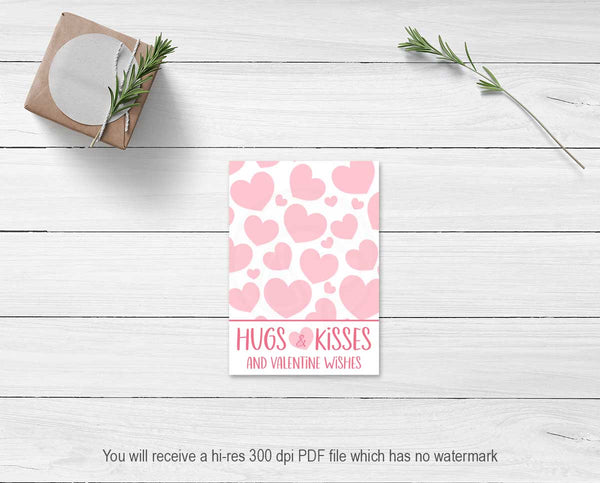 Hugs & Kisses Valentine's Day Printable Cards / Cookie Cards