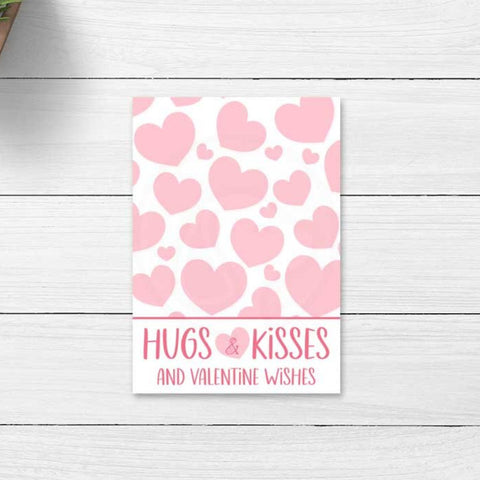 valentines day hugs and kisses valentine wishes printable cookie card kids valentine's day cards instant download treat bag topper large gift tags