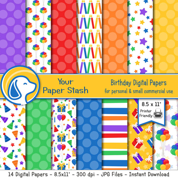 birthday digital scrapbook paper background boy girl