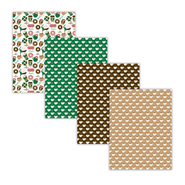 coffee and donut digital stationery papers, coffee cup scrapbooking paper