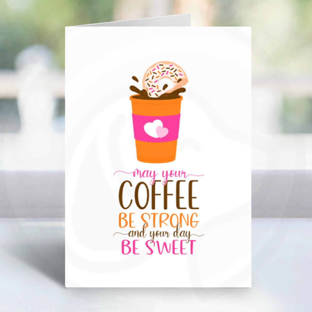 coffee and donut teacher appreciation printable card, staff administrative assistant day card