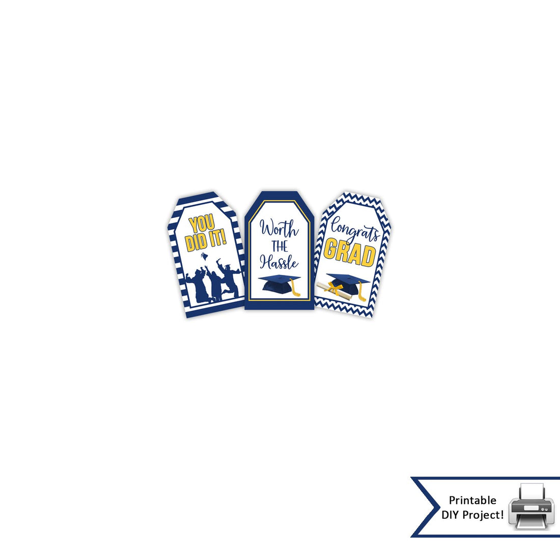 Printable Graduation Gift or Cookie Tags Blue Yellow – Your Paper Stash