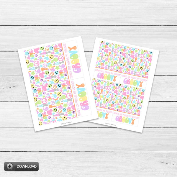 Groovy Hippie Birthday Printable Cookie Cards