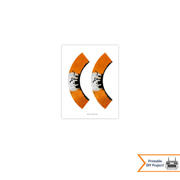 Spooky Halloween Cupcake Wrappers with Cemetery Background, Printable Halloween Party Favors