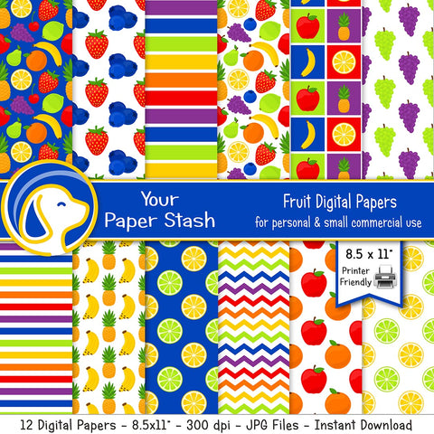 printable healthy fruit digital scrapbook paper backgrounds