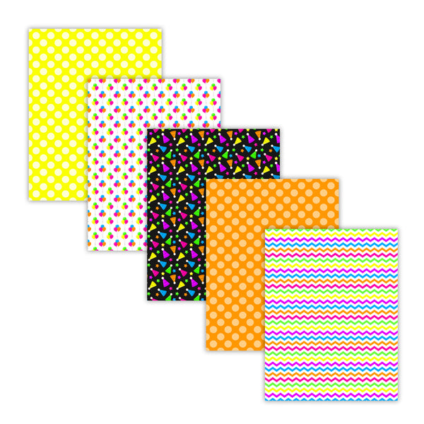 neon birthday balloon and hat digital papers