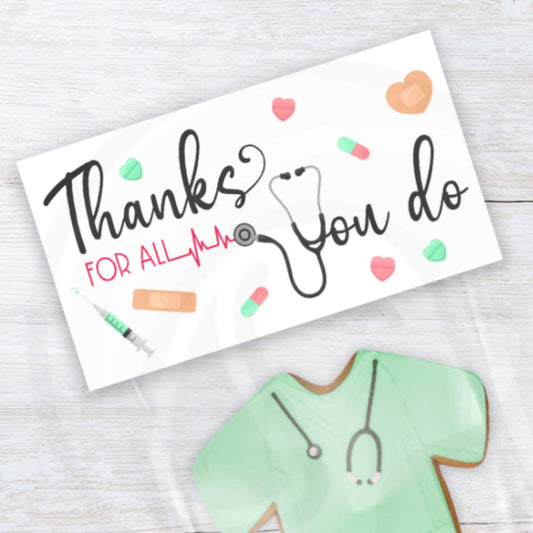 printable nurse appreciation week cookie bag topper, medical doctor nurse intern treat bag toppers