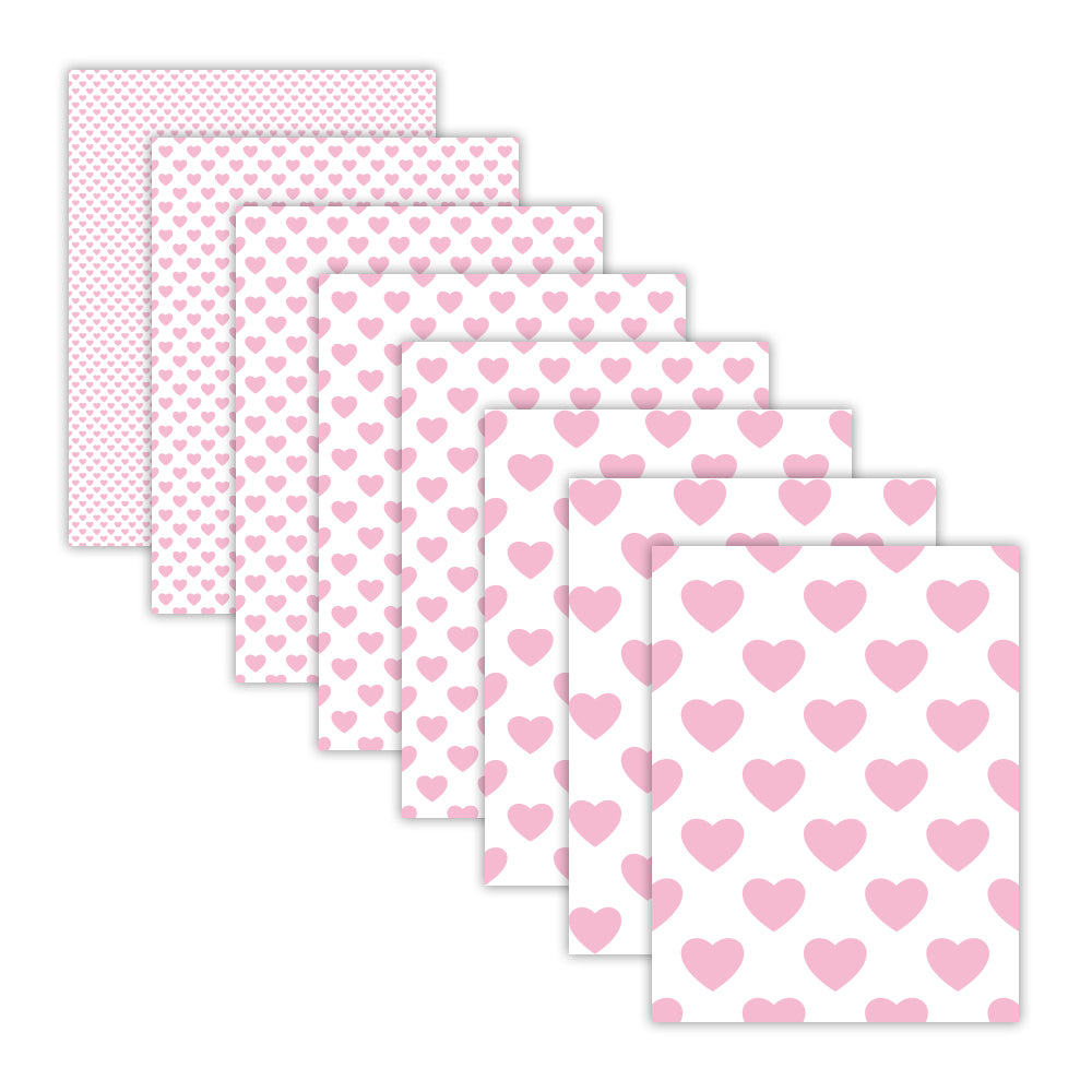 8.5x11 Romantic Pink Heart Digital Scrapbook Paper