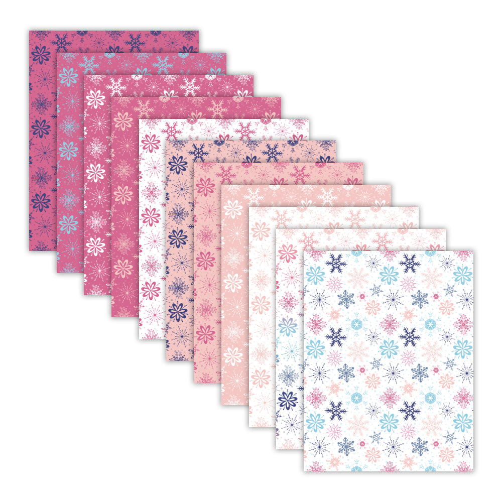 pink snowflake digital paper, snow backgrounds for decoupage projects