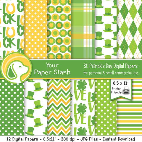 printable st patricks day digital paper pack