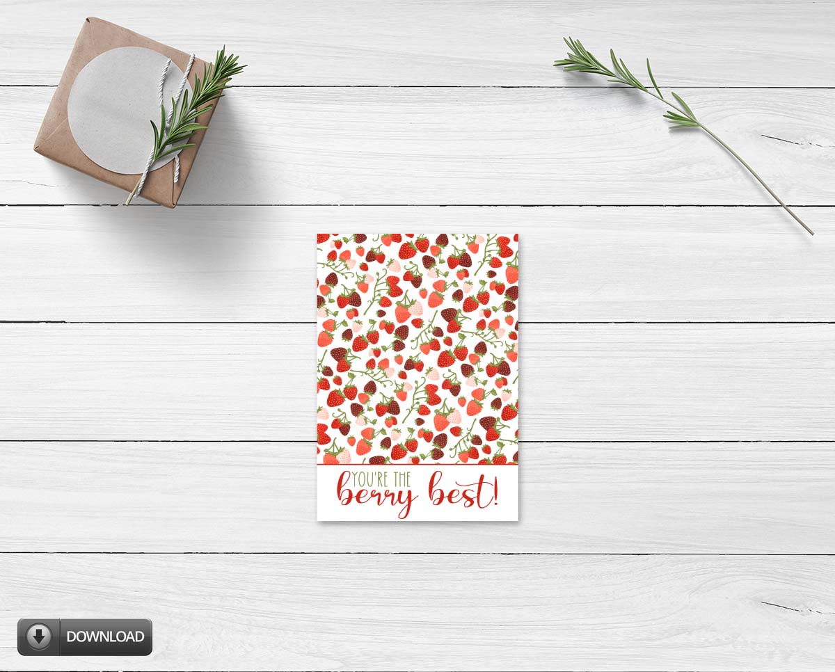strawberry printable note cards