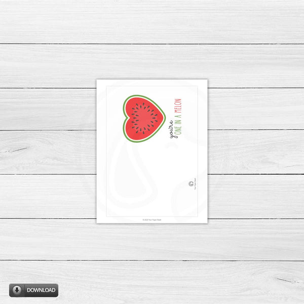 watermelon pun card, printable you're one in a melon card for mother's day