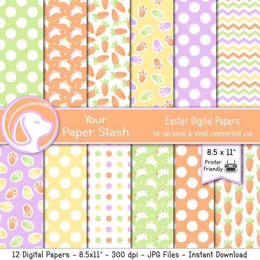 Printable Pastel Easter Digital Scrapbook Papers