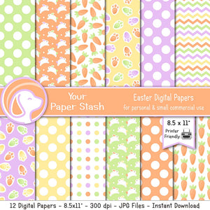 Printable Pastel Easter Digital Scrapbook Papers