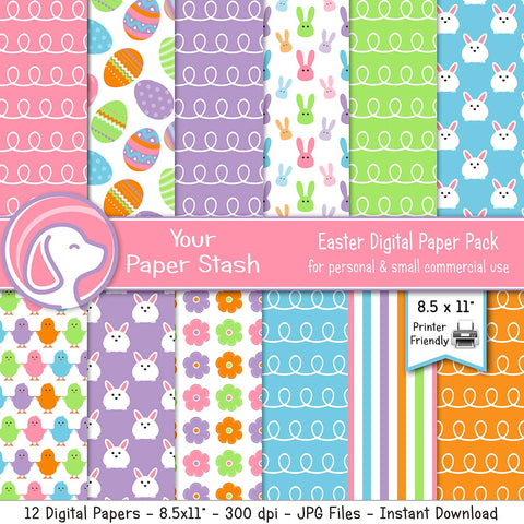 printable easter digital papers,easter bunny scrapbook paper,easter egg clipart