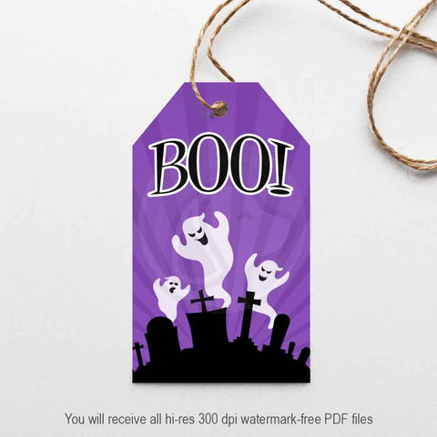 halloween boo ghost cemetery printable gift tag haunted house party decorations craft projects supplies scrapbooking